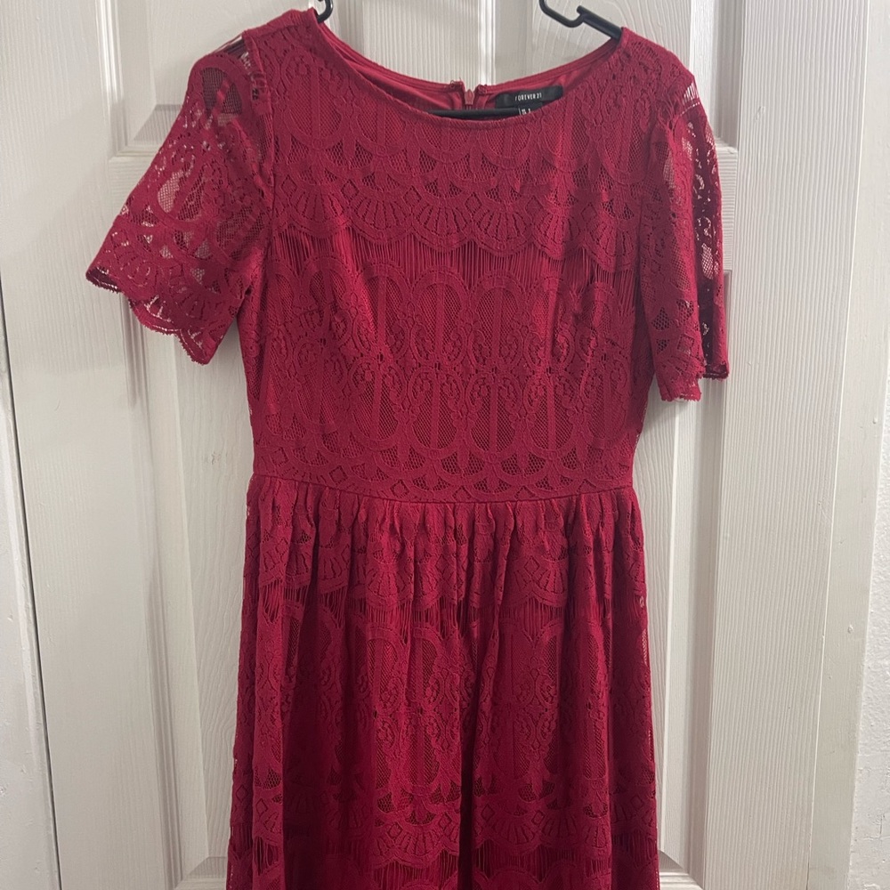 Forever 21 Red Lace Midi dress